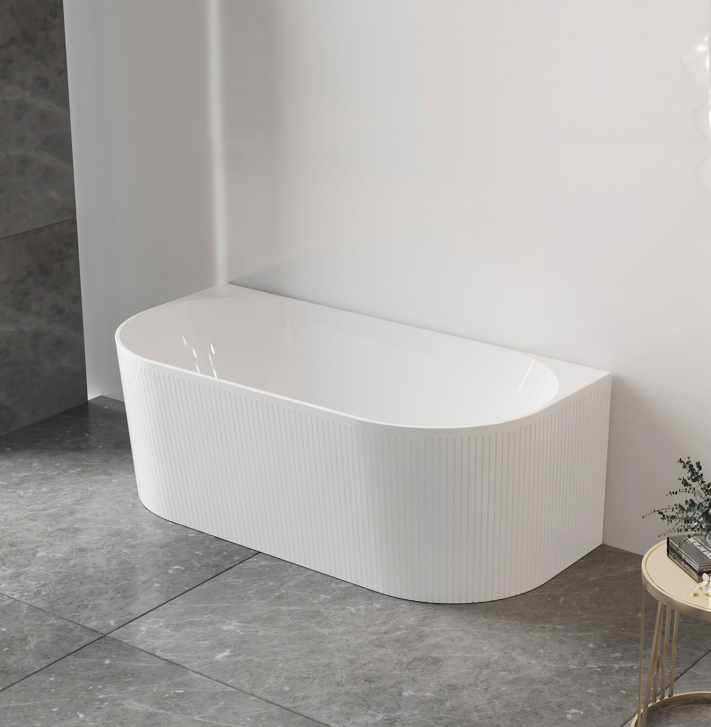 Attica Noosa 1700X800X580 Matte White Back to Wall Multi-fit Bath No Overflow