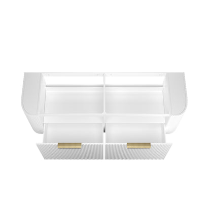 Bondi 1500mm Satin White Fluted Wall Hung Curve Cabinet