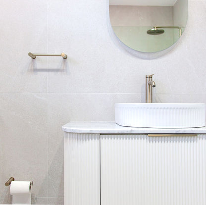 Bondi 1500mm Satin White Fluted Wall Hung Curve Cabinet