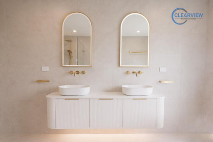 Bondi 1800mm Satin White Fluted Wall Hung Curve Cabinet Only