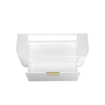 Bondi 1200mm Satin White Fluted Wall Hung Curve Cabinet Only