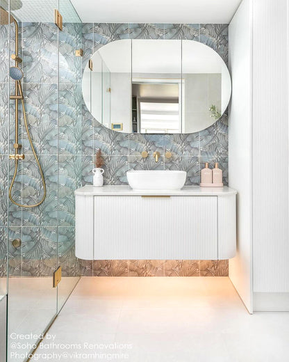 Bondi 1200mm Satin White Fluted Wall Hung Curve Cabinet Only