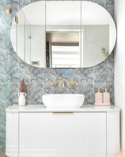 Bondi 1200mm Satin White Fluted Wall Hung Curve Cabinet Only