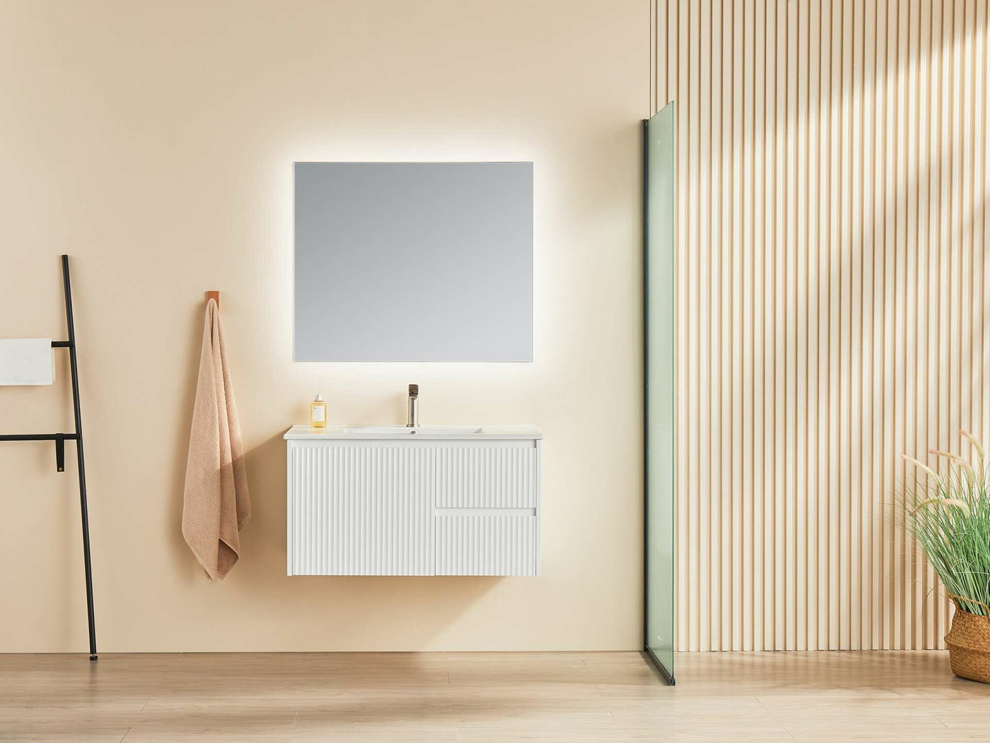 Brindabella Wall Hung Vanity - Right Hand Drawers - Matt White - 900mm