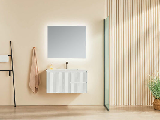 Brindabella Wall Hung Vanity - Right Hand Drawers - Matt White - 900mm