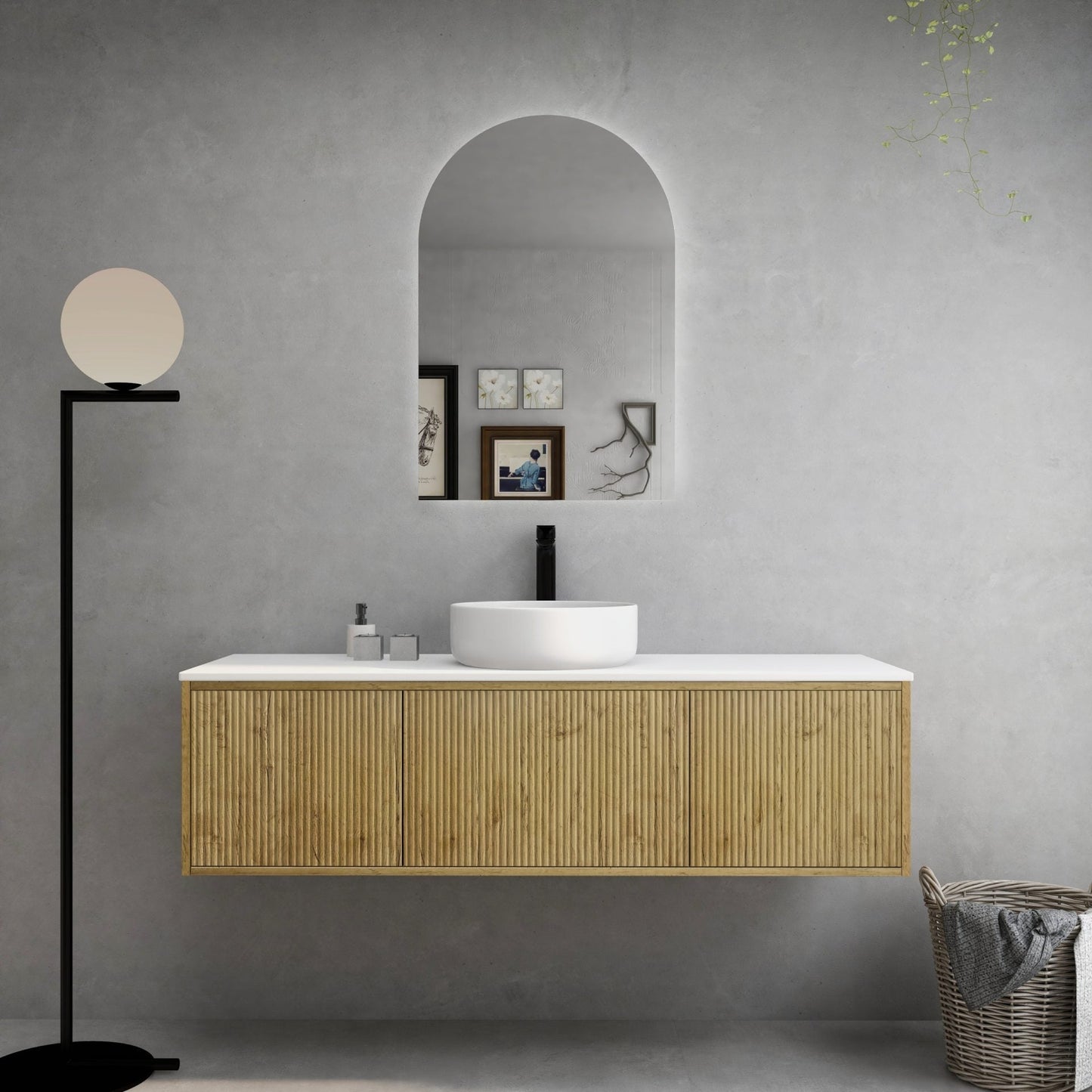 Bellevue Ensuite Slim Wall Hung Vanity -   Prime Oak - 1500mm
