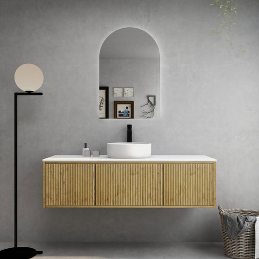Bellevue Ensuite Slim Wall Hung Vanity -   Prime Oak - 1500mm