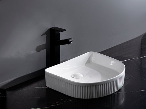 415*365*100mm Gloss White with Fluted Design Above Counter Basin