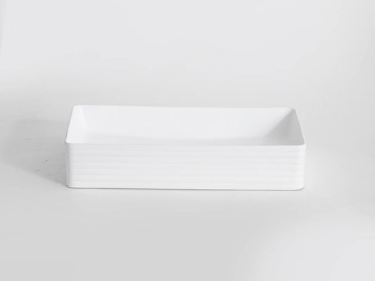 600*340*110mm Matte White with Fluted Design Above Counter Basin