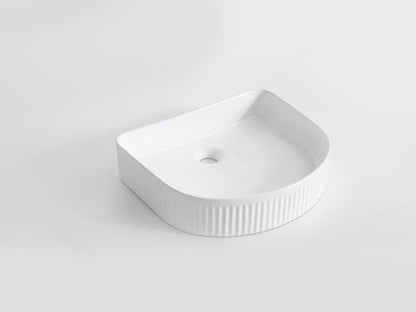 415*365*100mm Gloss White with Fluted Design Above Counter Basin