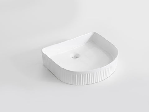 415*365*100mm Gloss White with Fluted Design Above Counter Basin