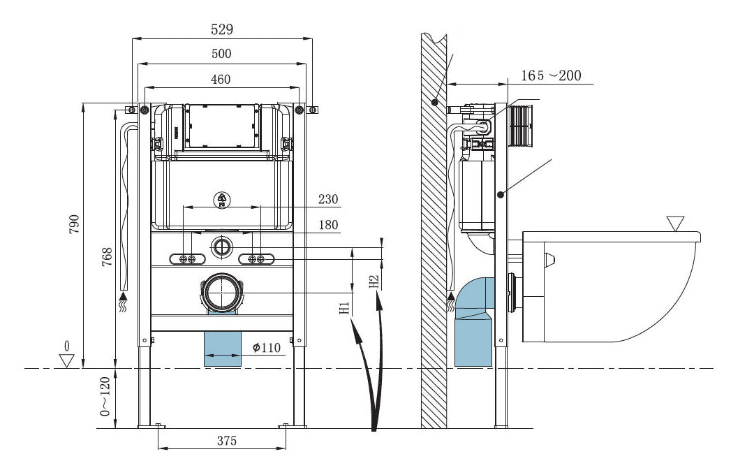 R&T Low Height In-Wall Cistern For Wall Hung Toilet Pan - G3005-F