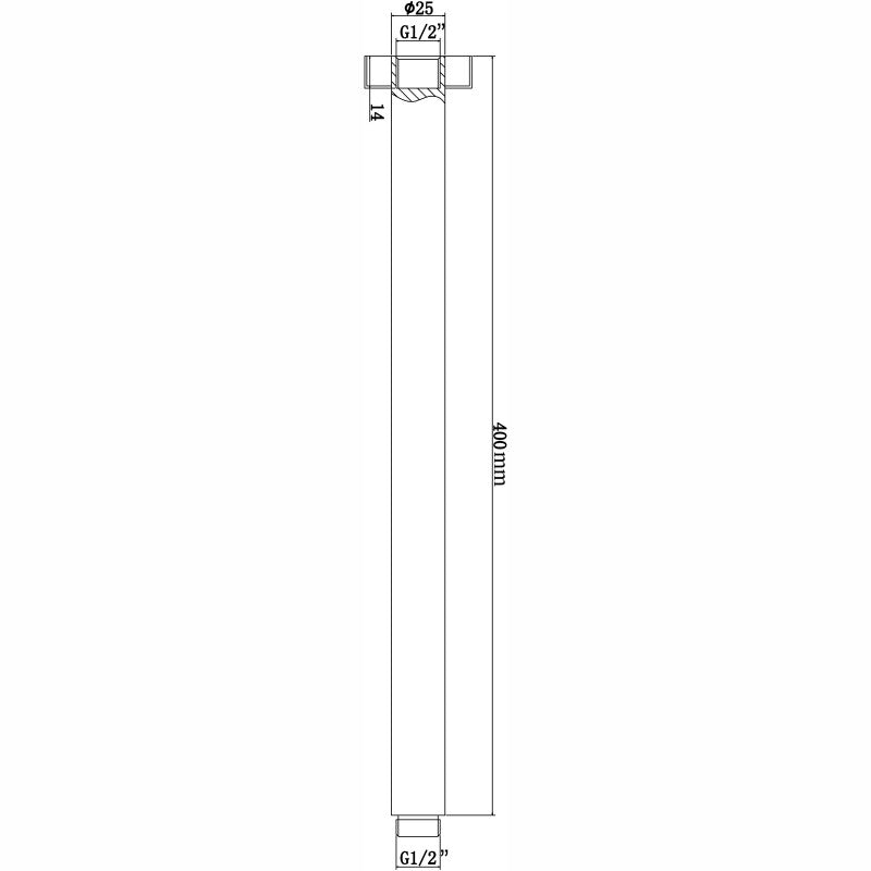 Round Brushed Nickel Ceiling Shower Arm 400mm