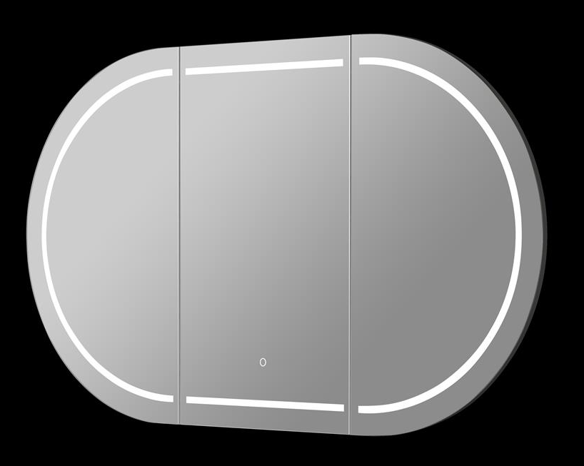 1200mmx750mm Olivia Oval LED Shaving Cabinet - Matte Black