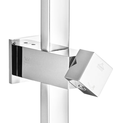 Chrome Square Shower Station without Shower Head and Handheld Shower(Stainess Steel Hose)