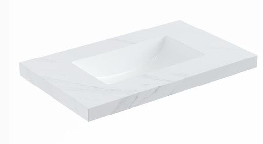 750mmx460mm  Stone Top with Undermount Basin - Diamond SINTERED  Top Seamless Jointed with Ceramic Double Basin - No Tap Hole