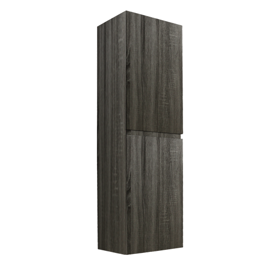 Qubist Wood Grain PVC Filmed - Tall Boy   Vanity - Two Drawers - Dark Grey - 400mm