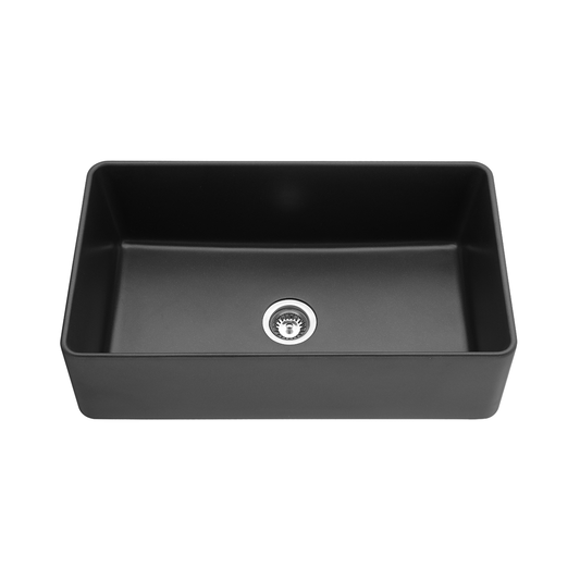 838mm Quartz Farmhouse Kitchen Sink - Single Bowl - Matte Black