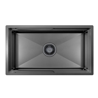 750mm Gun Metal PINIZ Single Bowl Workstation Kitchen Sink - Slide Lip - Nano Coated 1.2mm Thick Stainless Steel - Anti-Scratch