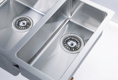 660mm Stainless Steel Kitchen Sink - Double Bowl - Brushed Nickel
