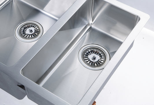 660mm Stainless Steel Kitchen Sink - Double Bowl - Brushed Nickel