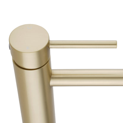 LUCID PIN Series Round Light Brushed Brass Tall Basin Mixer