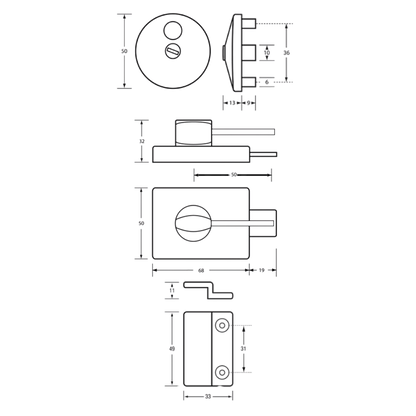 300 Series Left-Hand Ambulant Lock and Indicator Set – With Screw Fixings