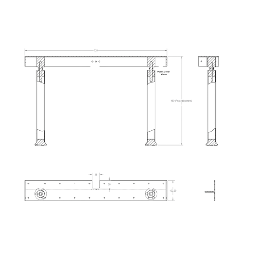 Adjustable Island Bench Seat Bracket – Approx. 20-25mm Adj Ext-  Finish: Anodised Aluminum