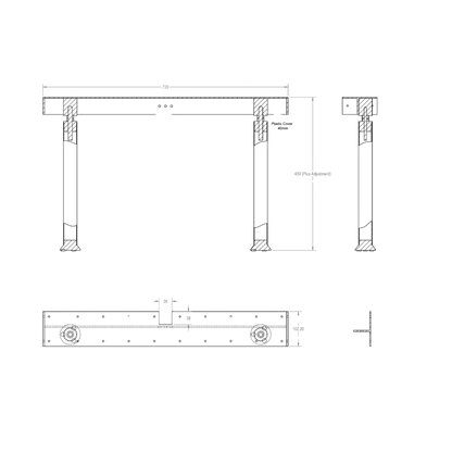 Adjustable Island Bench Seat Bracket. Approx. 20-25mm Adj Ext -  Finish: Designer Black