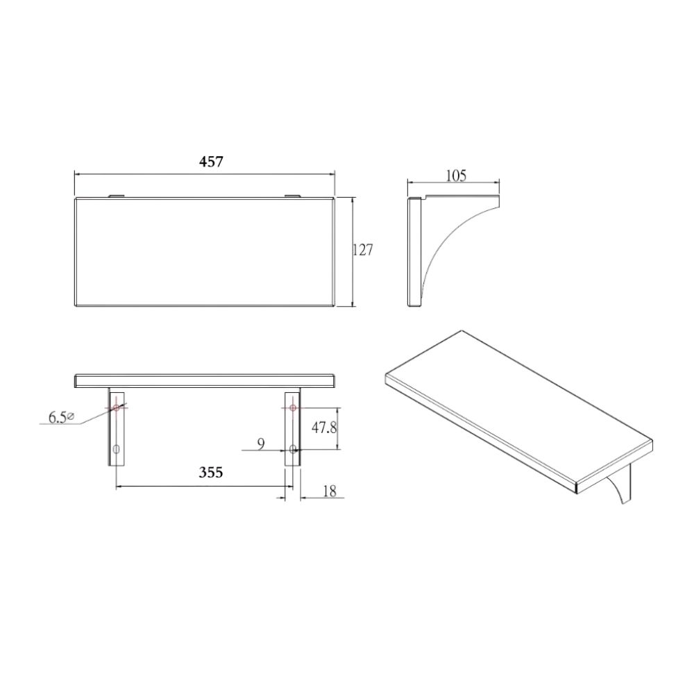Utility Shelf 457x127mm SS