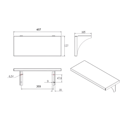 Utility Shelf 457x127mm SS