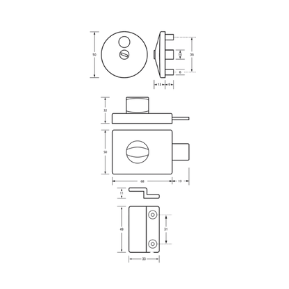 300 Series Designer Black Lock and Indicator Set - With Screw Fixings