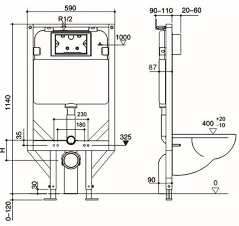 Frame In-wall Cistern 
for wall hung pan