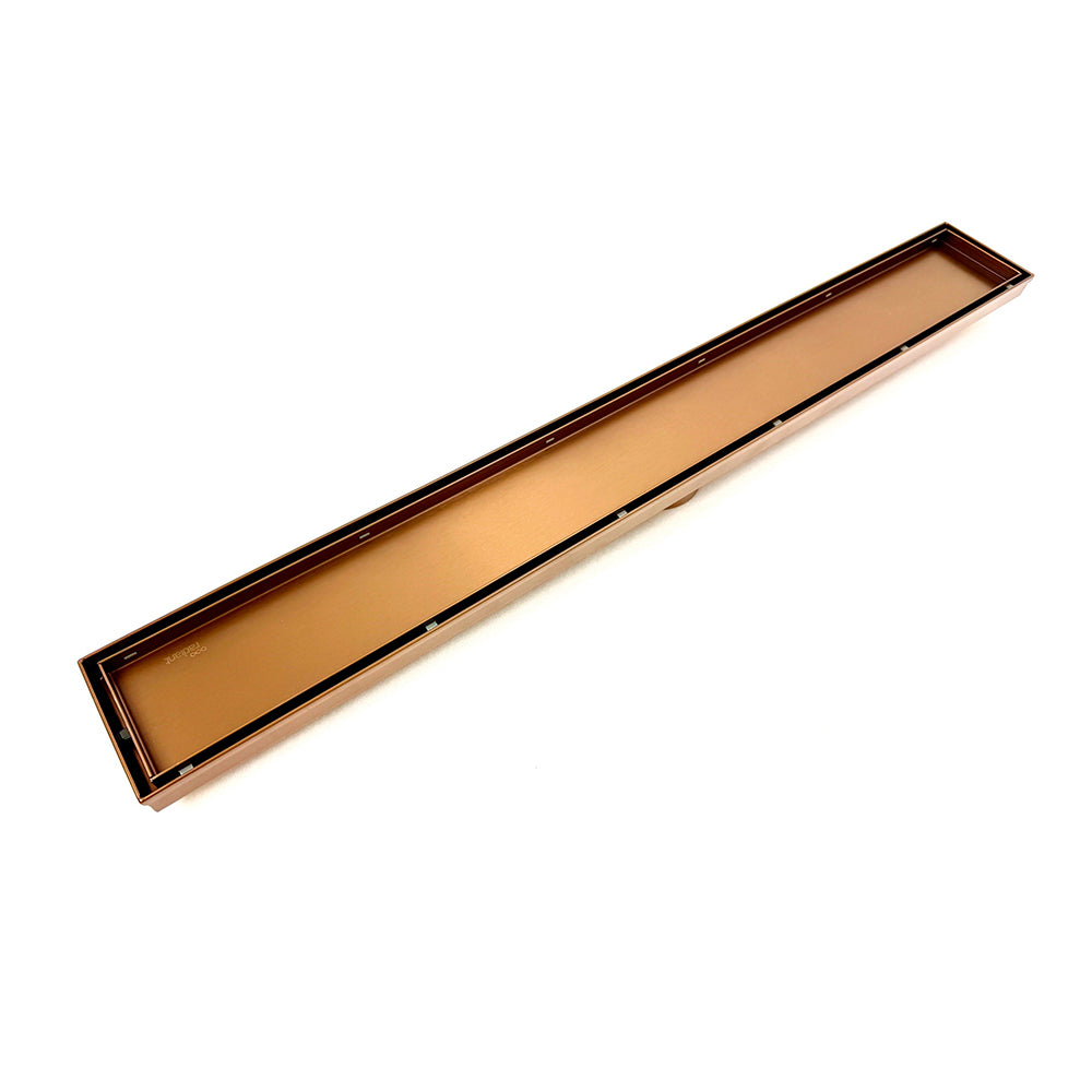 Radiant Tile Insert Linear Shower Grate - 600 mm length + 74mm outlet - Brushed Bronze