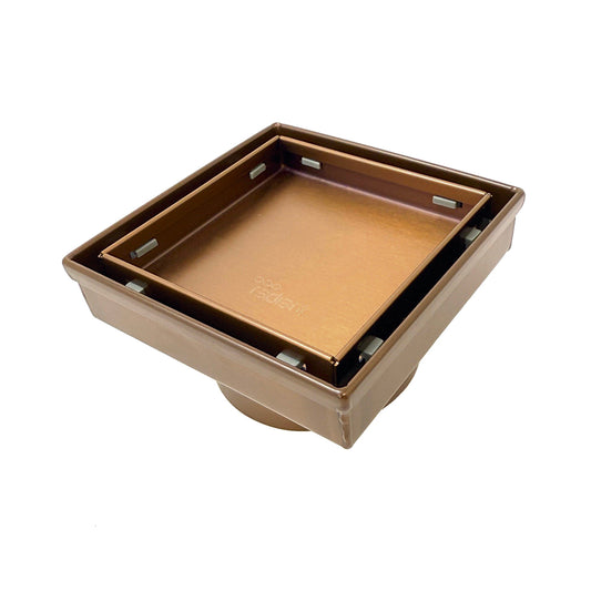 Radiant Tile Insert Square Shower Grate - 100 mm + 38mm outlet - Brushed Bronze