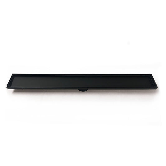 Radiant Tile Insert Linear Shower Grate - 600 mm length + 74mm outlet - Matt Black