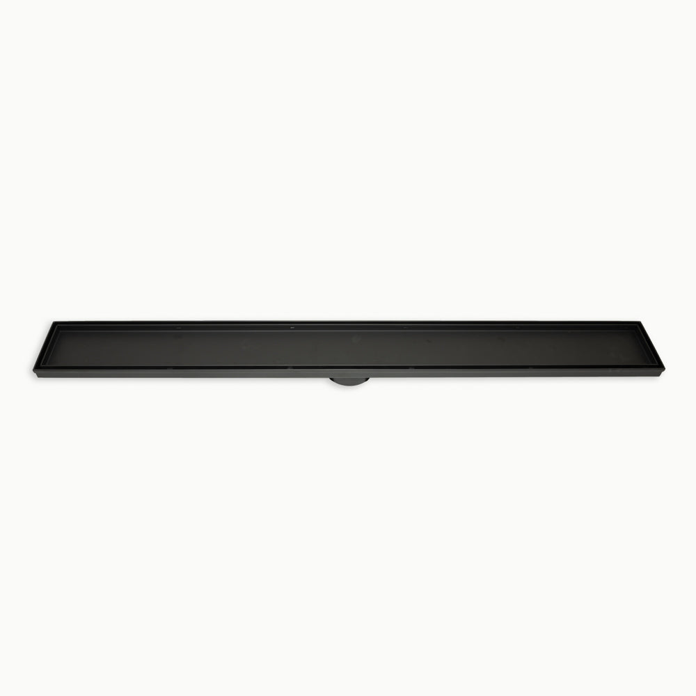 Radiant Tile Insert Linear Shower Grate - 1000 mm length + 74mm outlet - Matt Black