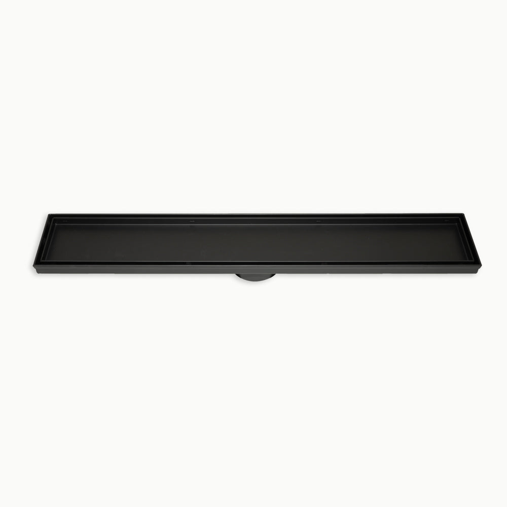 Radiant Tile Insert Linear Shower Grate - 800 mm length + 74mm outlet - Matt Black