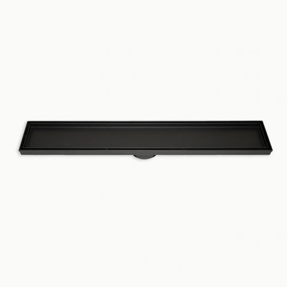 Radiant Tile Insert Linear Shower Grate - 800 mm length + 74mm outlet - Matt Black