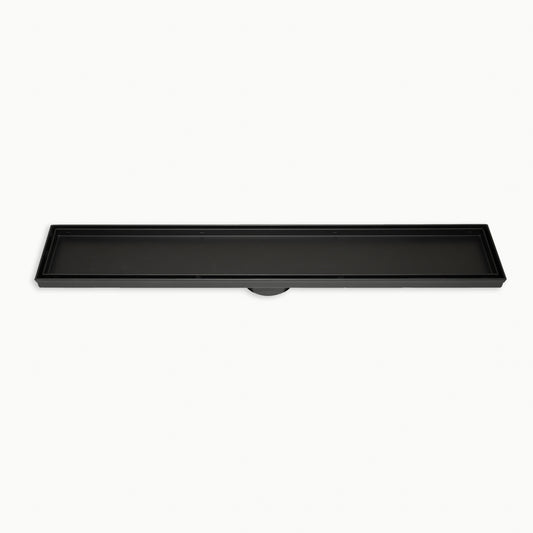 Radiant Tile Insert Linear Shower Grate - 800 mm length + 74mm outlet - Matt Black