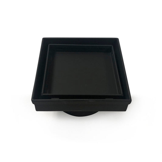 Radiant Tile Insert Square Shower Grate - 100 mm + 38mm outlet - Matt Black