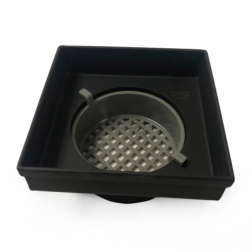 Radiant Tile Insert Square Shower Grate - 100 mm + 74mm outlet - Matt Black