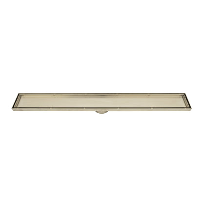 Radiant Tile Insert Linear Shower Grate - 800 mm length + 74mm outlet - WARM Brushed Nickel