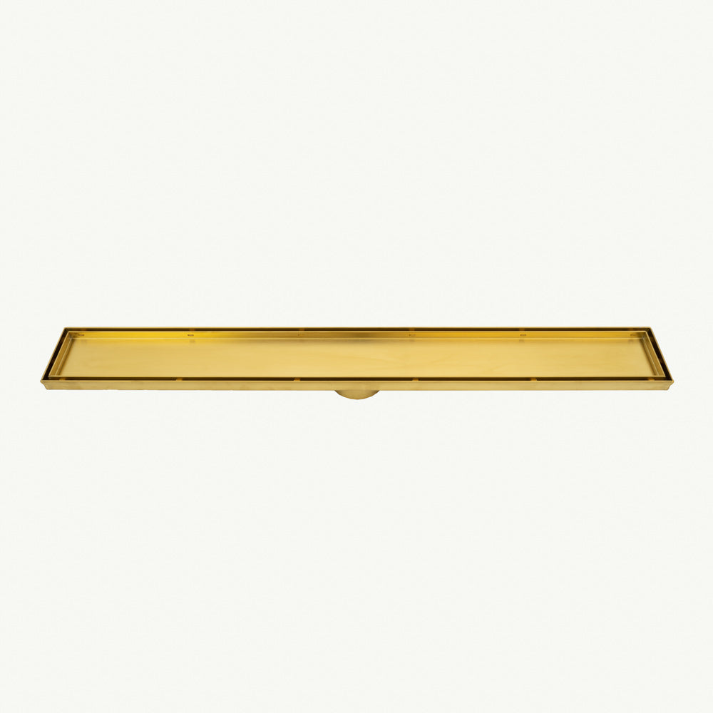 Radiant Tile Insert Linear Shower Grate - 900 mm length + 74mm outlet - Brushed Gold
