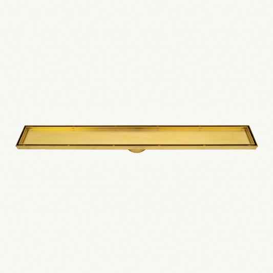 Radiant Tile Insert Linear Shower Grate - 900 mm length + 74mm outlet - Brushed Gold