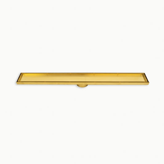 Radiant Tile Insert Linear Shower Grate - 700 mm length + 74mm outlet - Brushed Gold