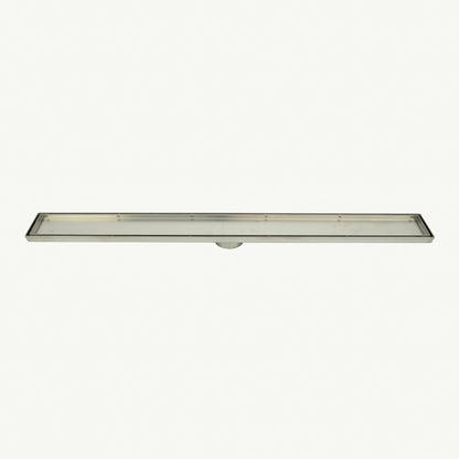 Radiant Tile Insert Linear Shower Grate - 1200 mm length + 74mm outlet - Brushed Satin
