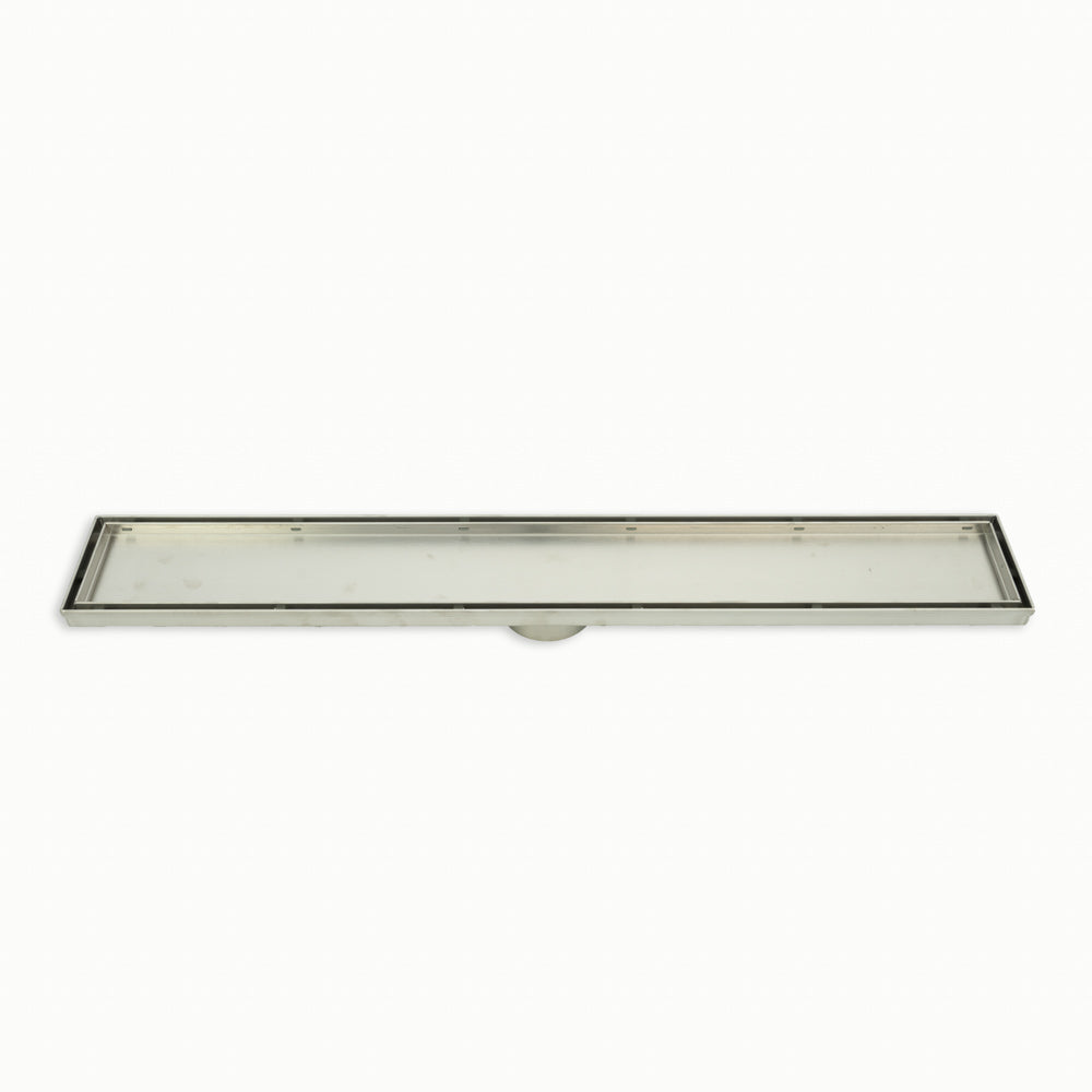 Radiant Tile Insert Linear Shower Grate - 700 mm length + 74mm outlet - Brushed Satin