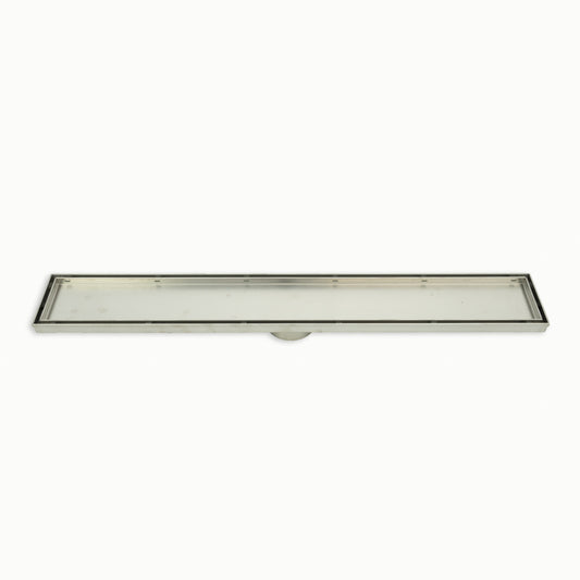 Radiant Tile Insert Linear Shower Grate - 700 mm length + 90mm outlet - Brushed Satin