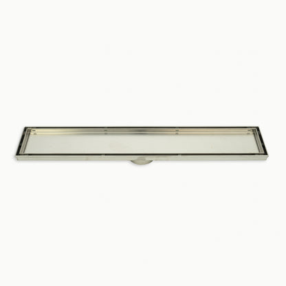 Radiant Tile Insert Linear Shower Grate - 600 mm length + 74mm outlet - Brushed Satin